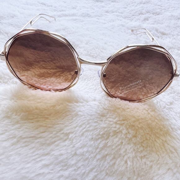 Seraphina Brown Geometric Sunglasses - Picture 4 of 13